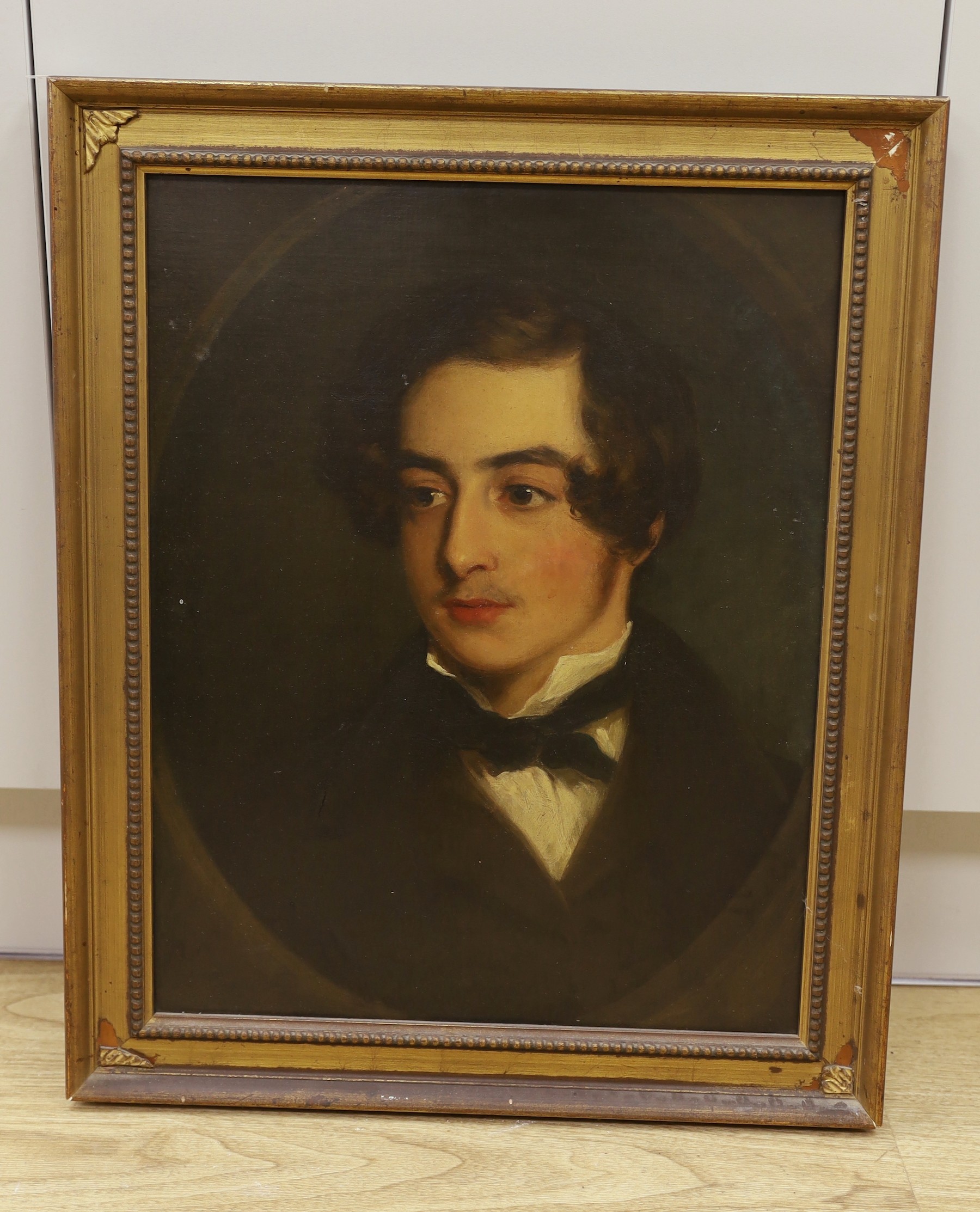 English School, mid 19th century, oil on canvas, portrait of a gentleman, 49 x 38cm